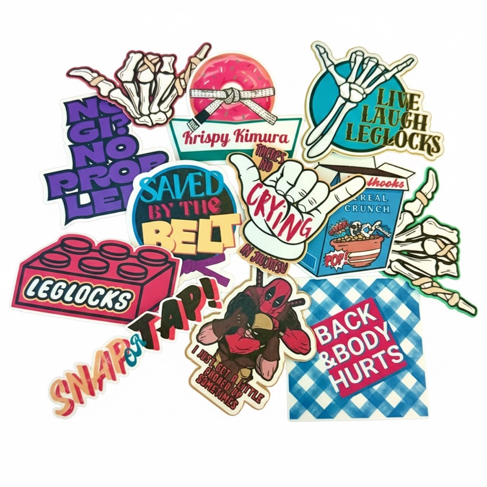 Assorted Brazilian Jiu Jitsu Sticker, BJJ Art, Sticker Bundle, Handmade Designs